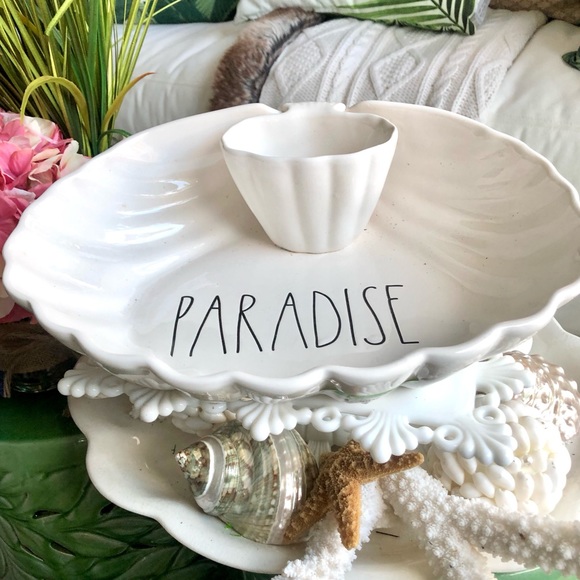 Rae Dunn PARADISE Seashell Chip n Dip Set - Picture 1 of 6